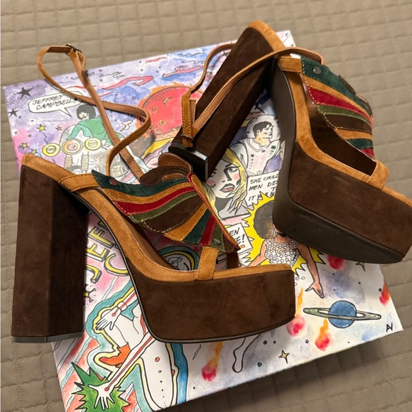 Jeffrey Campbell MONARCHS Platform Sandal in Brown Multi - Picture 14 of 15